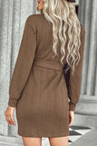 Solid Bandage Half A Turtleneck Long Sleeve Dresses