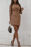 British Style Elegant Solid Frenulum Turn-back Collar Irregular Dress Dresses(3 Colors)