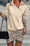 Casual Print Patchwork Oblique Collar A Line Dresses