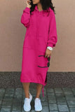 Casual Solid Patchwork Hooded Collar Long Sleeve Dresses