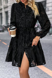 Elegant Solid Flounce Mandarin Collar A Line Dresses