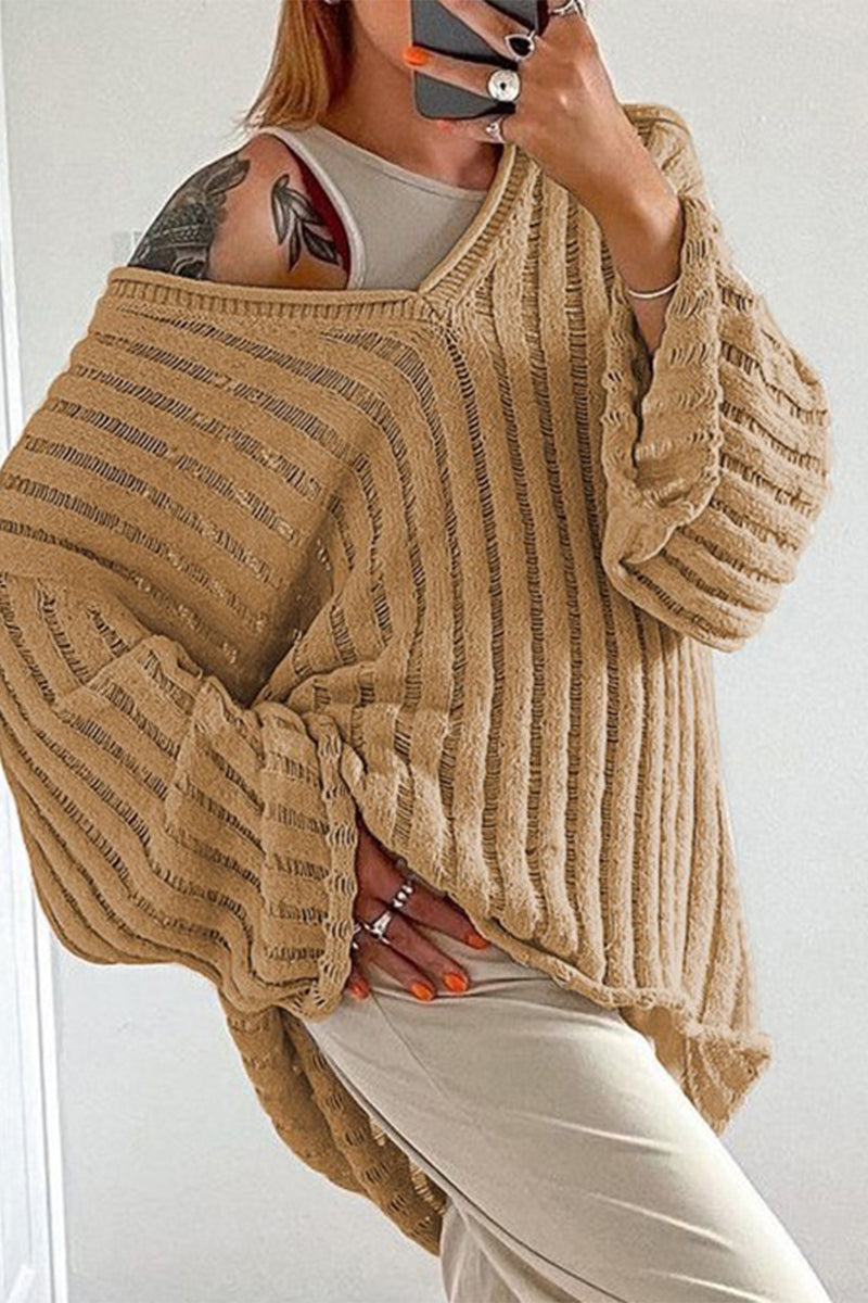 xakxx xakxx-Casual Solid Patchwork V Neck Tops