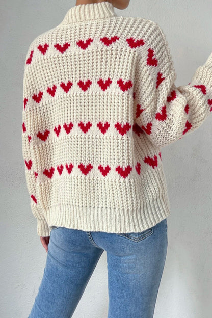 xakxx xakxx-Casual Sweet Geometric Weave Turtleneck Tops
