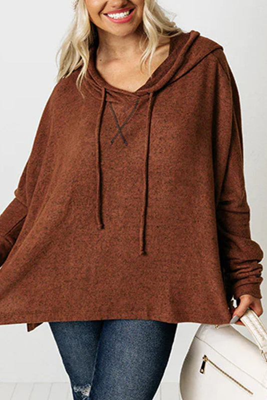xakxx xakxx-Casual Solid Make Old Hooded Collar Tops