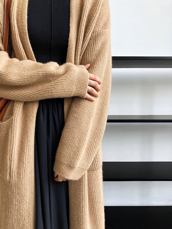 xakxx Casual Loose Solid Color Cardigan Tops