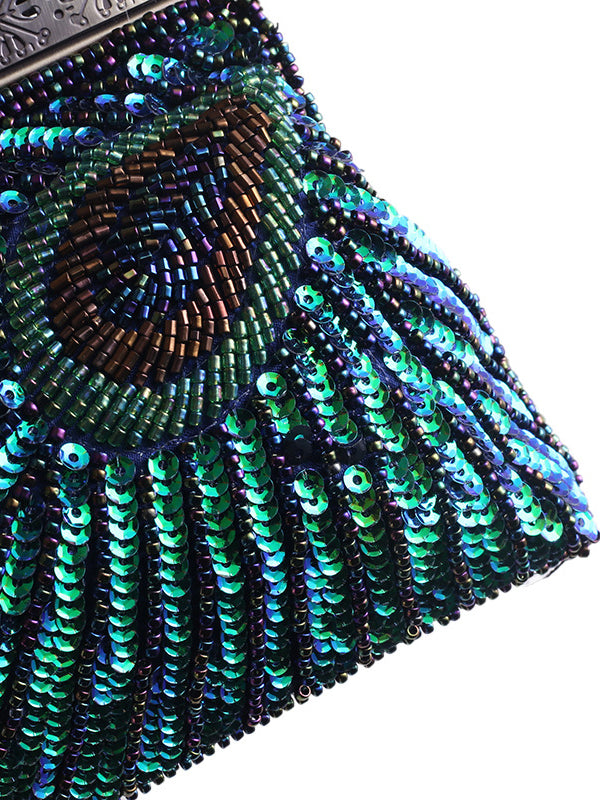 xakxx 4 Colors Urban Geometric Sequined Makeup Bag Handbag