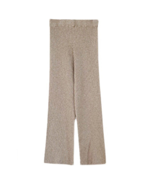 xakxx Urban Loose Solid Round-Neck Split-Side Sweater& Wide Leg Pants Suits