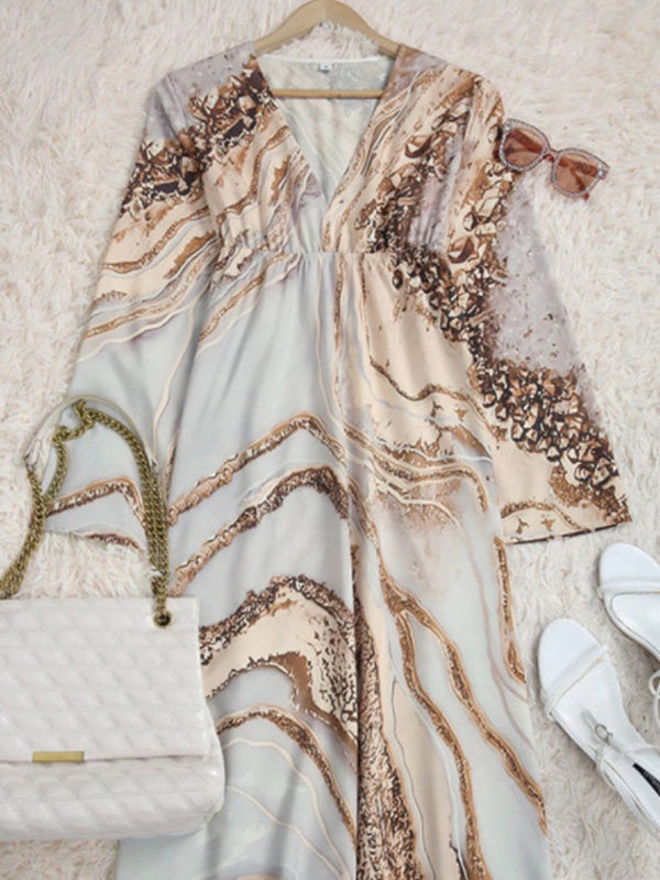 xakxx Original Loose Contrast Color Printed Maxi Dress