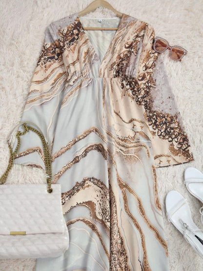 xakxx Original Loose Contrast Color Printed Maxi Dress