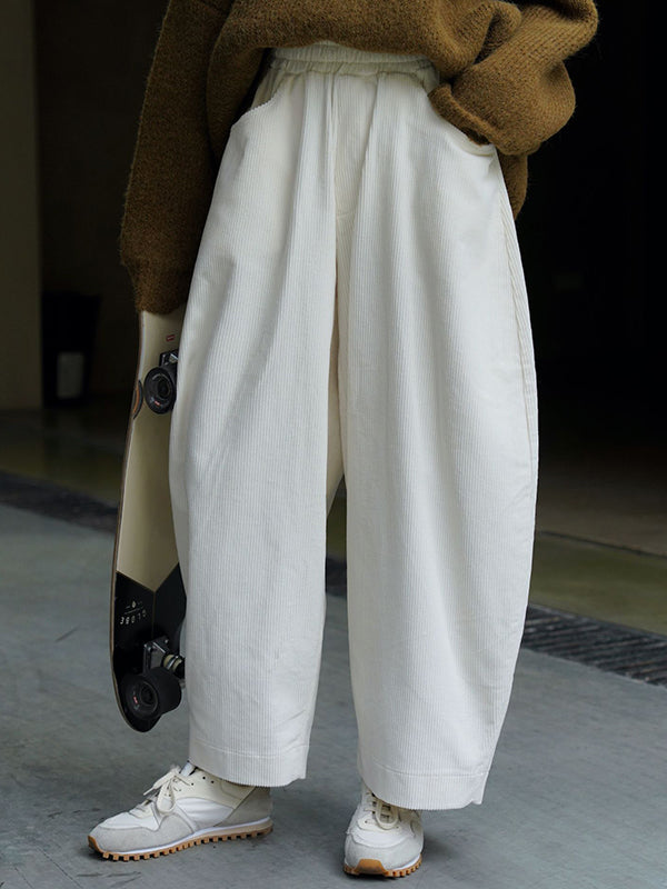 xakxx Vintage Corduroy Wide Leg Loose Solid Color Pants