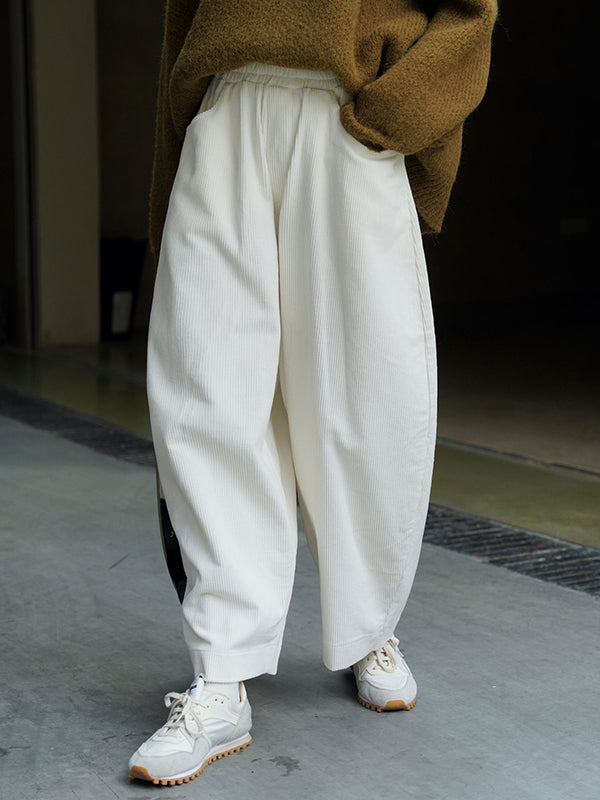 xakxx Vintage Corduroy Wide Leg Loose Solid Color Pants