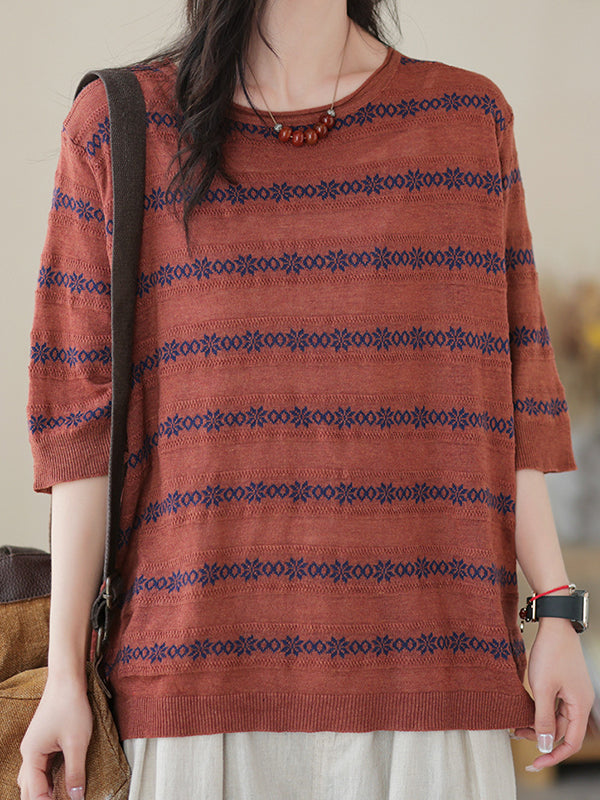 xakxx Half Sleeves Loose Printed Round-Neck T-Shirts Tops