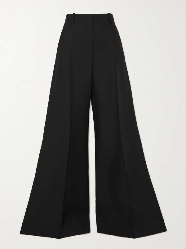 xakxx Wide Leg Solid Color Flared Trousers Pants