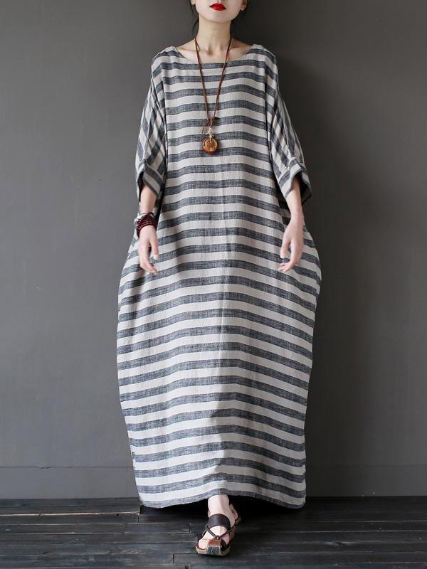 xakxx Vintage Loose Striped Dress