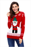 xakxx Cute Christmas Elk Sequins Glasses Gray Knitting Sweater
