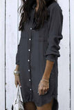 Xakxx Loose Button Design 4 Colors Denim Dress（4 colors）