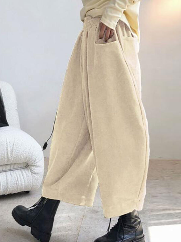 xakxx Harem Pants Wide Leg Elasticity Solid Color Split-Joint Pants Trousers