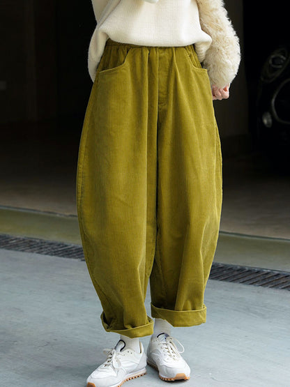 xakxx Vintage Corduroy Wide Leg Loose Solid Color Pants