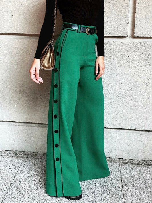 xakxx Stylish Wide Leg H-Line Solid Color Pants