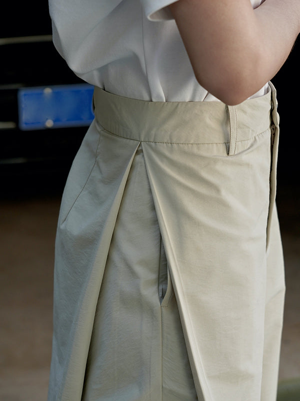 xakxx Loose Wide Leg High-Waisted Pleated Solid Color Casual Pants Bottoms Trousers