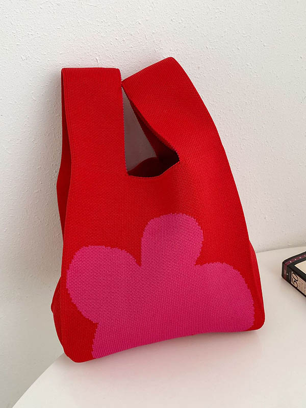 xakxx Flower Contrast Color Knitting Bags Accessories