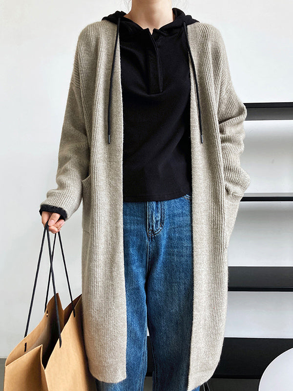 xakxx Casual Loose Solid Color Cardigan Tops