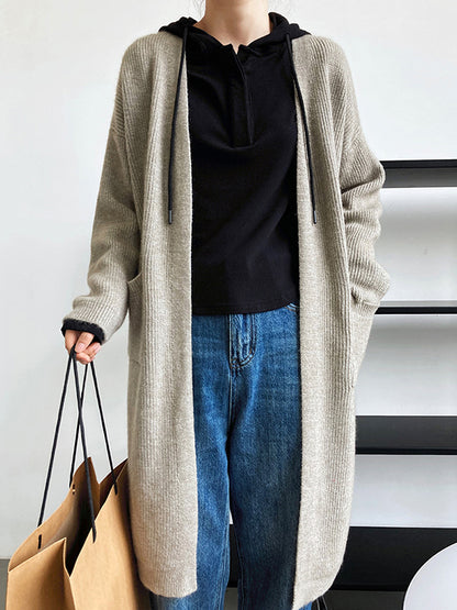 xakxx Casual Loose Solid Color Cardigan Tops
