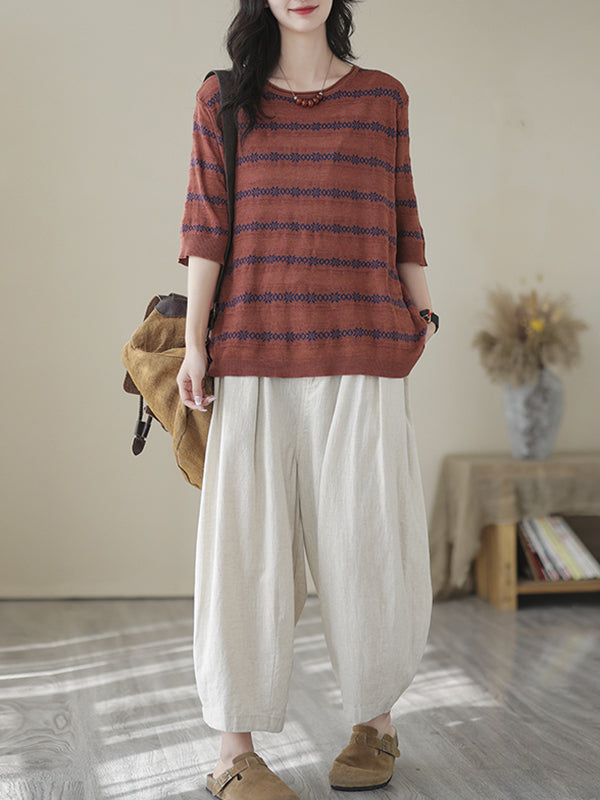 xakxx Half Sleeves Loose Printed Round-Neck T-Shirts Tops