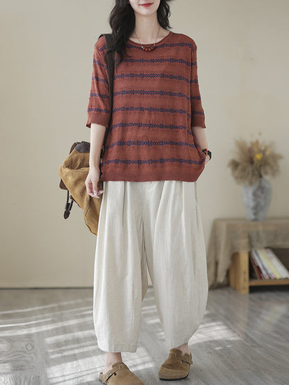 xakxx Half Sleeves Loose Printed Round-Neck T-Shirts Tops