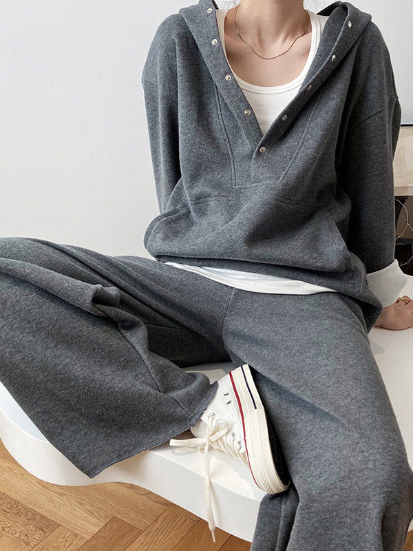 xakxx xakxx-Loose Hoodies And Wide-Leg Pants Suits