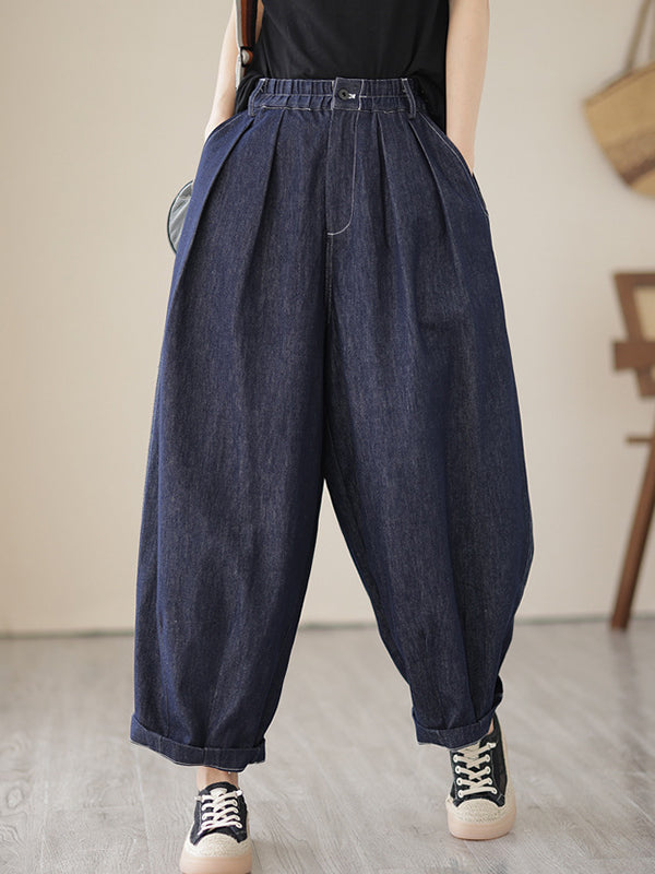 xakxx Vintage Loose Elastics Jean Pants Bottoms