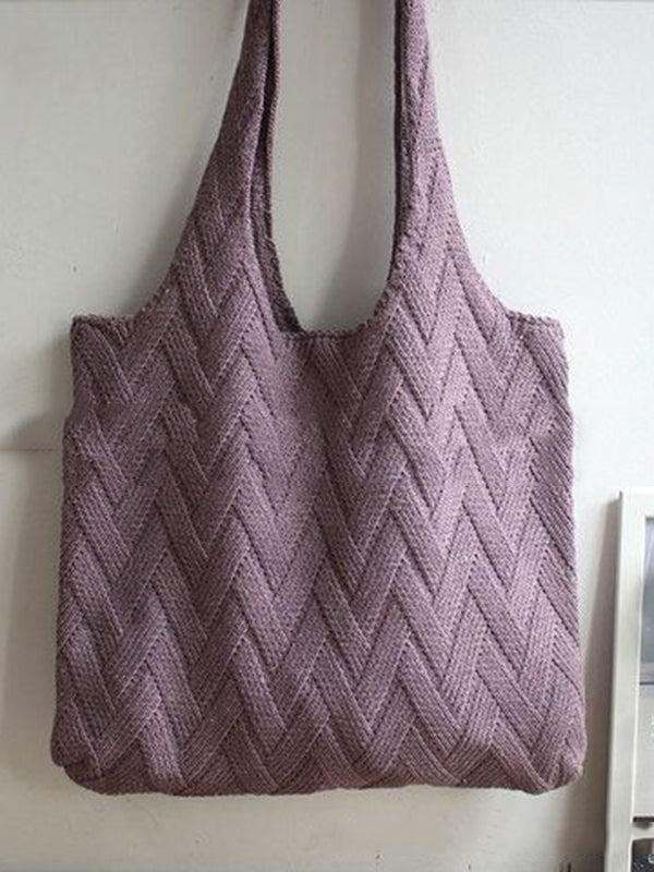 xakxx Casual Weave Solid Color Bags Accessories
