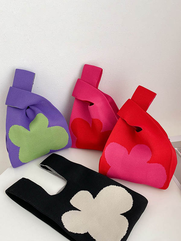 xakxx Flower Contrast Color Knitting Bags Accessories