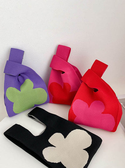xakxx Flower Contrast Color Knitting Bags Accessories