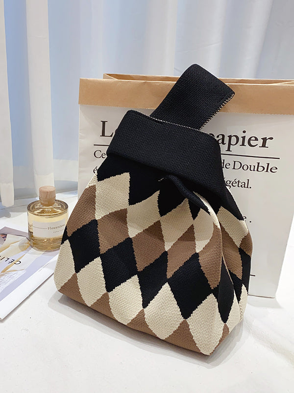xakxx Urban Rhombic Contrast Color Bags Accessories Handbags