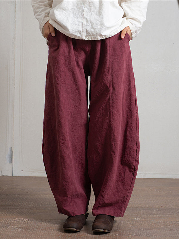 xakxx Simple High Waisted Solid Color Wide Leg Pants