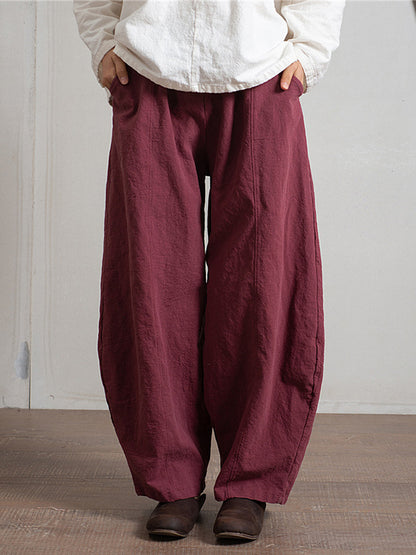 xakxx Simple High Waisted Solid Color Wide Leg Pants