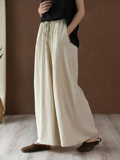 xakxx Vintage Linen Wide Leg Ramie Pants