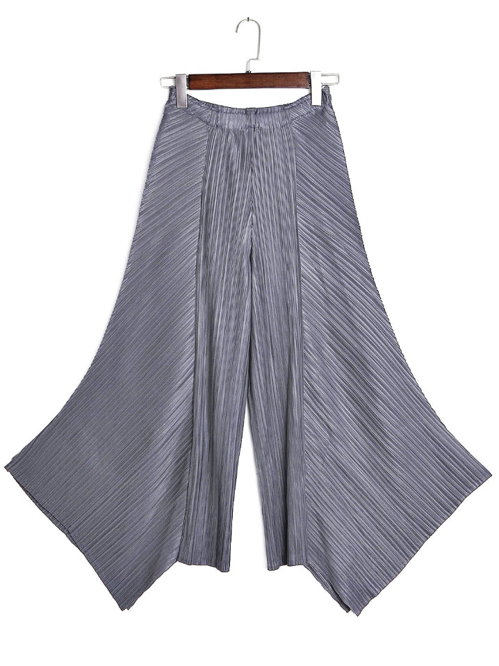 xakxx Original Loose Solid Color Irregular Pleated Wide Legs Pants