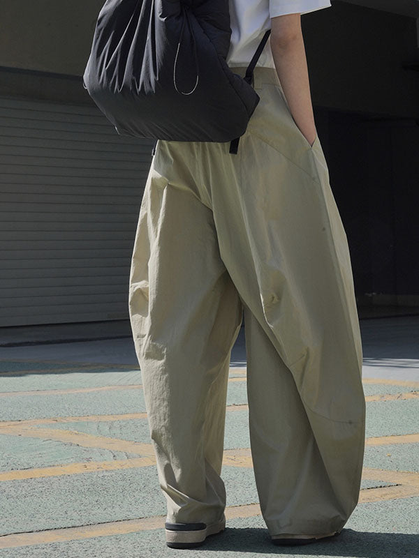 xakxx Loose Wide Leg Solid Color Split-Joint Casual Pants Bottoms Trousers
