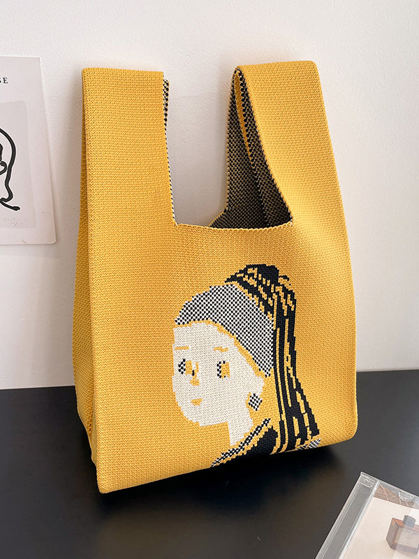 xakxx Contrast Color Figure Woven Woven Handbag
