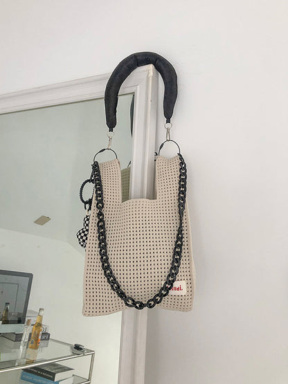 xakxx Chains Hollow Woven Shoulder Bags Handbags