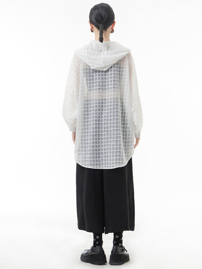 xakxx Loose Batwing Sleeves Sun Protection See-Through Blouse