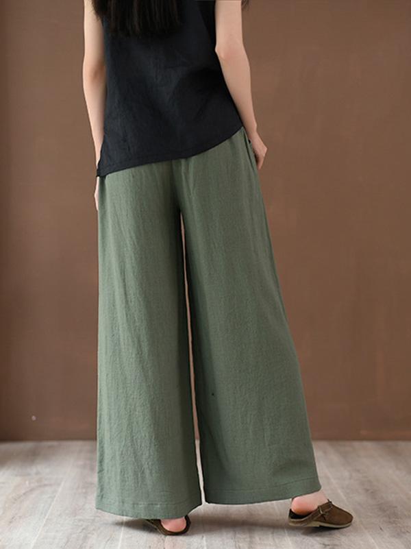 xakxx Vintage Linen Wide Leg Ramie Pants