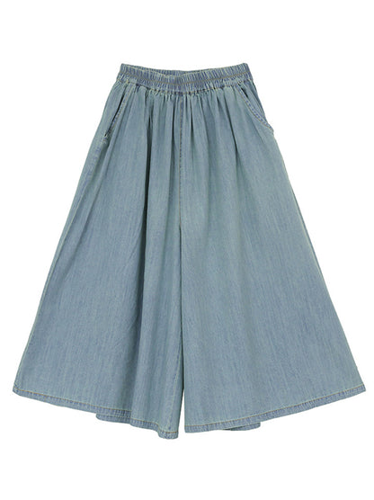 xakxx Artistic Retro Loose Wide Legs Elasticity Jean Pants