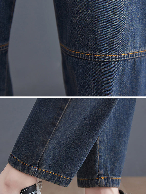 xakxx Artistic Retro Loose Elasticity Jean Pants
