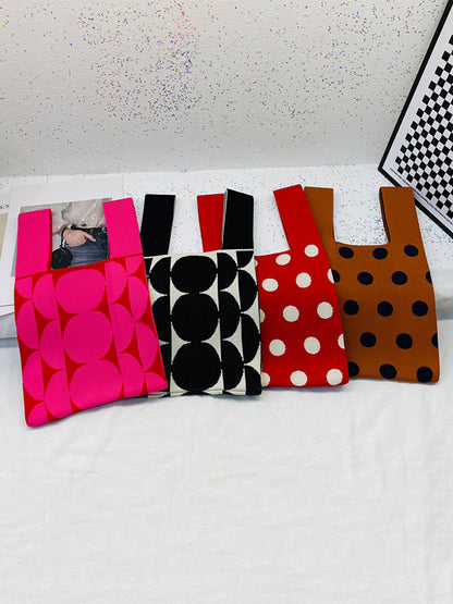 xakxx Contrast Color Polka-Dot Bags Accessories Woven Handbag