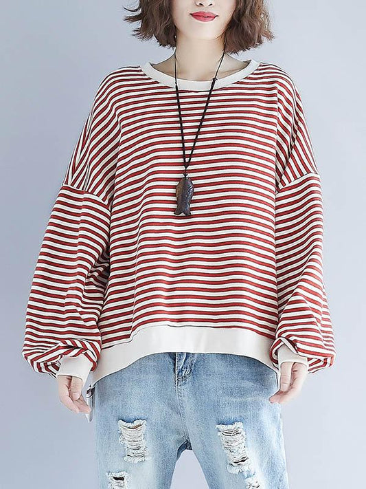 xakxx Loose Striped Split-joint Sweatshirt