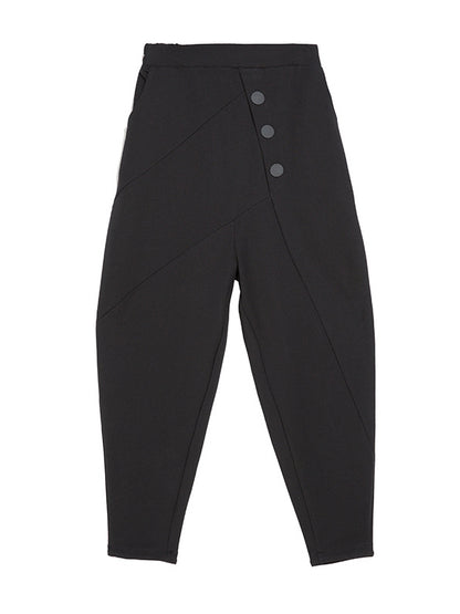 xakxx Personality Black With Button High-Waist Harem Pants