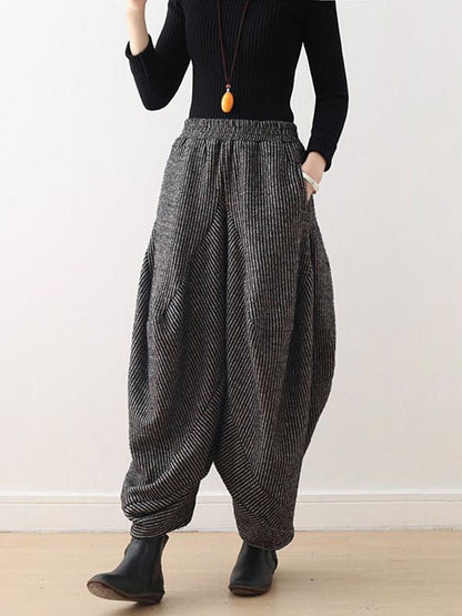 xakxx Vintage Knitted Thickening Asymmetric Lantern Wide Leg Pants